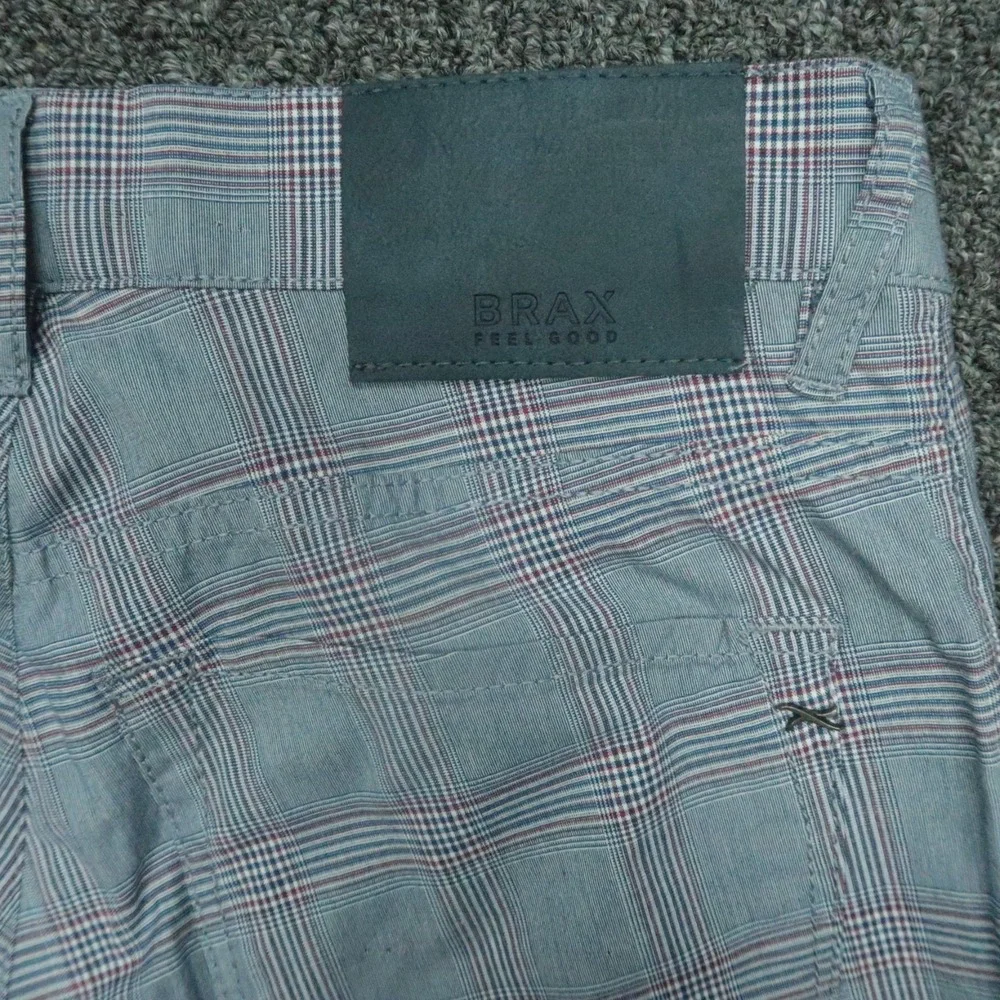 Brax Pants Men 28x29 Blue Plaid‎ Chuck Ultralight Chino 5 Pocket Stretch - Picture 6 of 10
